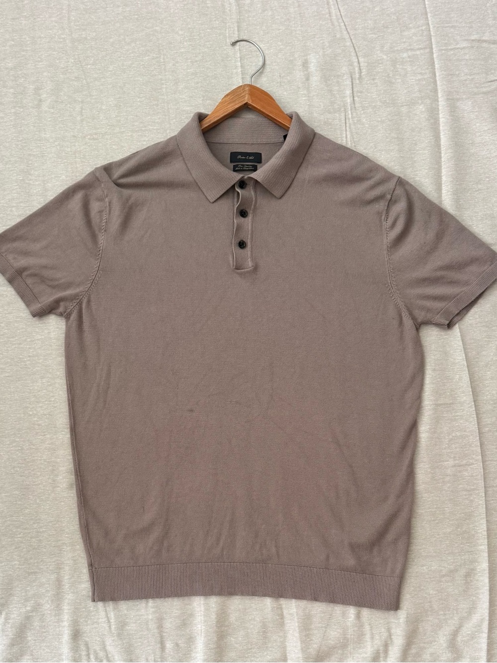Porter & Ash Men's Short Sleeve Polo in Taupe Knit